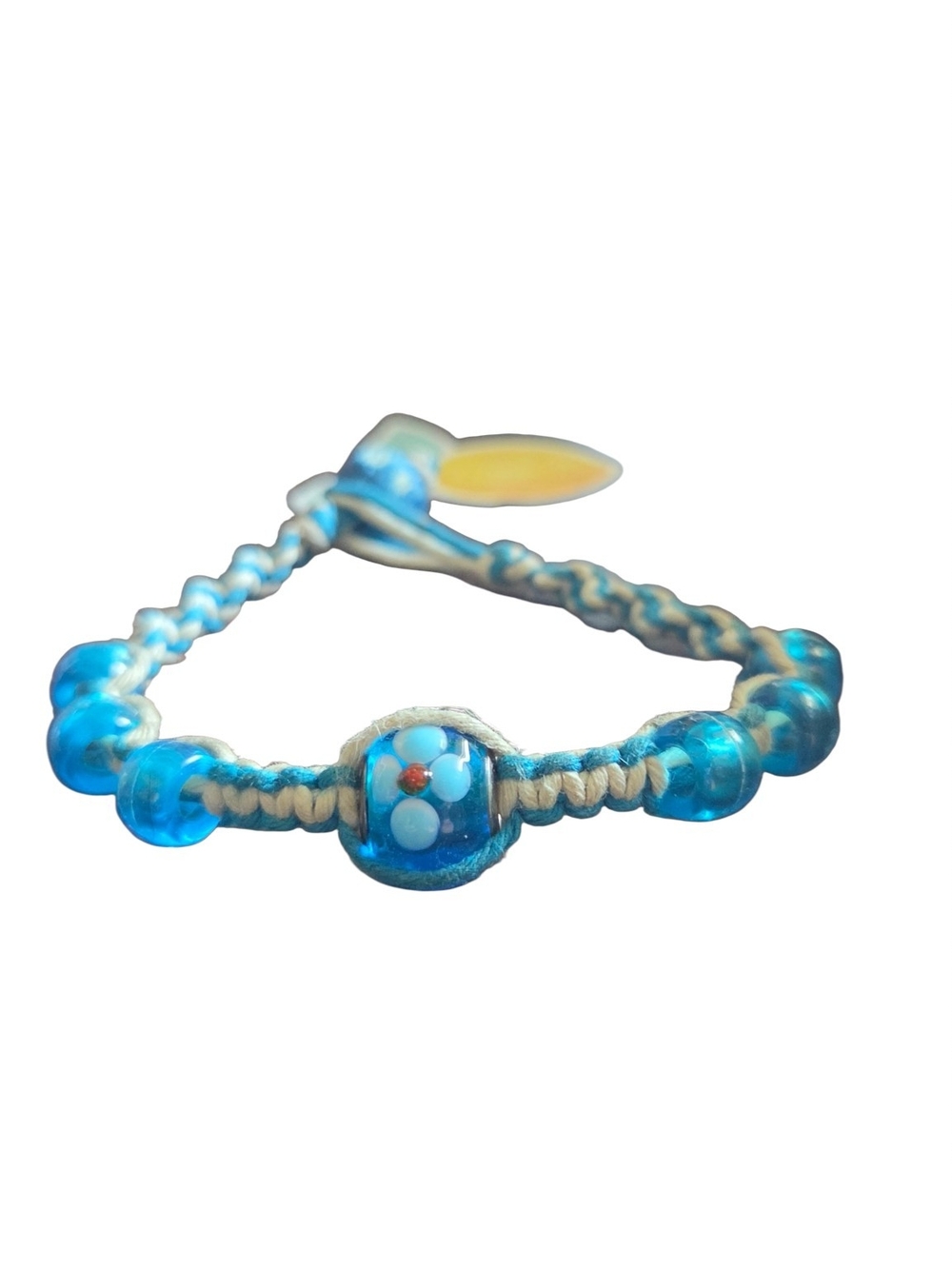 Handcrafted Blue Glass Bead Braided Bracelet